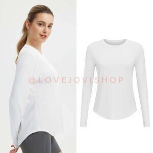 Athleisure | Baleaf White Long Sleeve Top | Sun Protection | No Thumb Elastics
